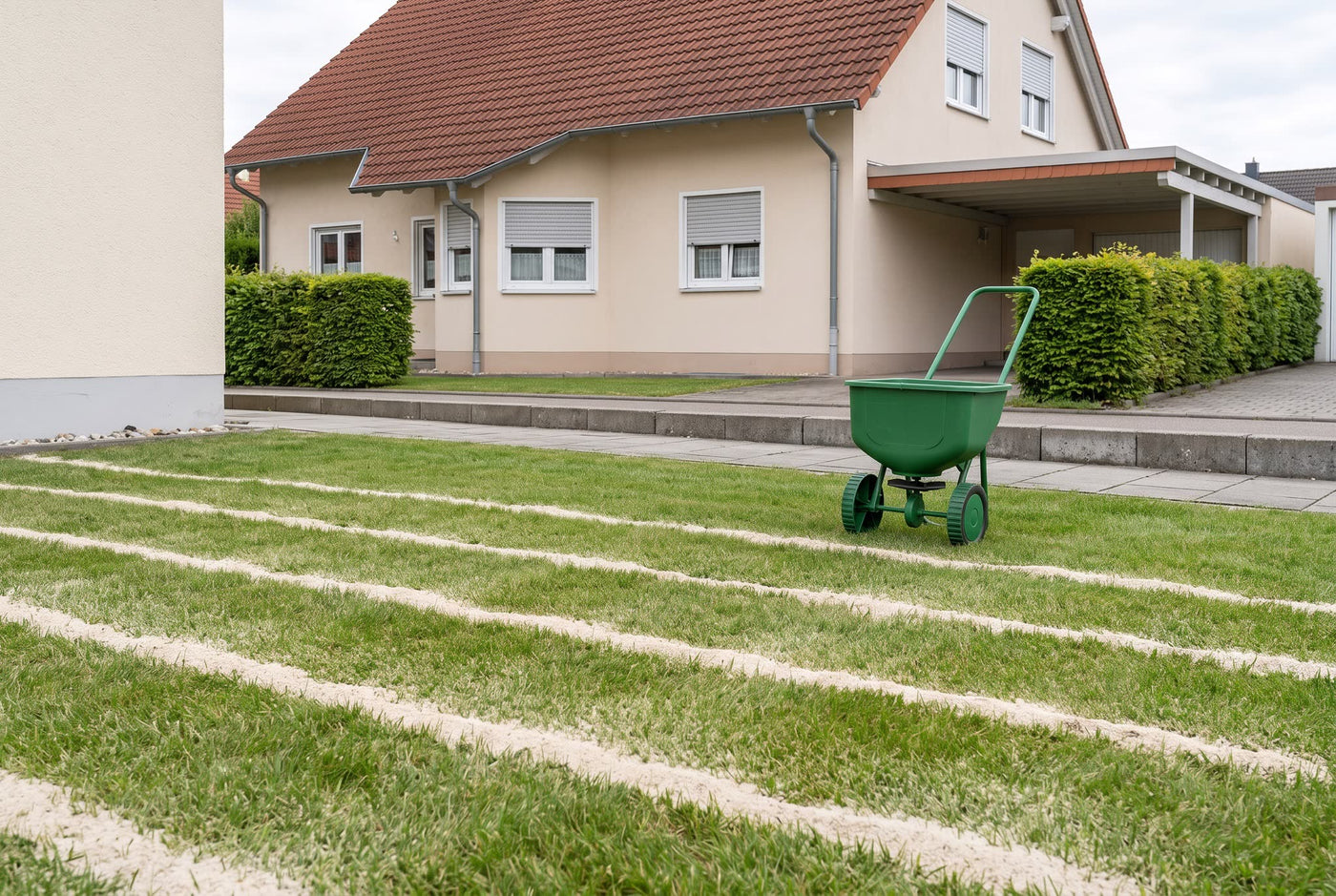 Rasensand – Anwendungsbeispiel: beim Sanden des Rasens