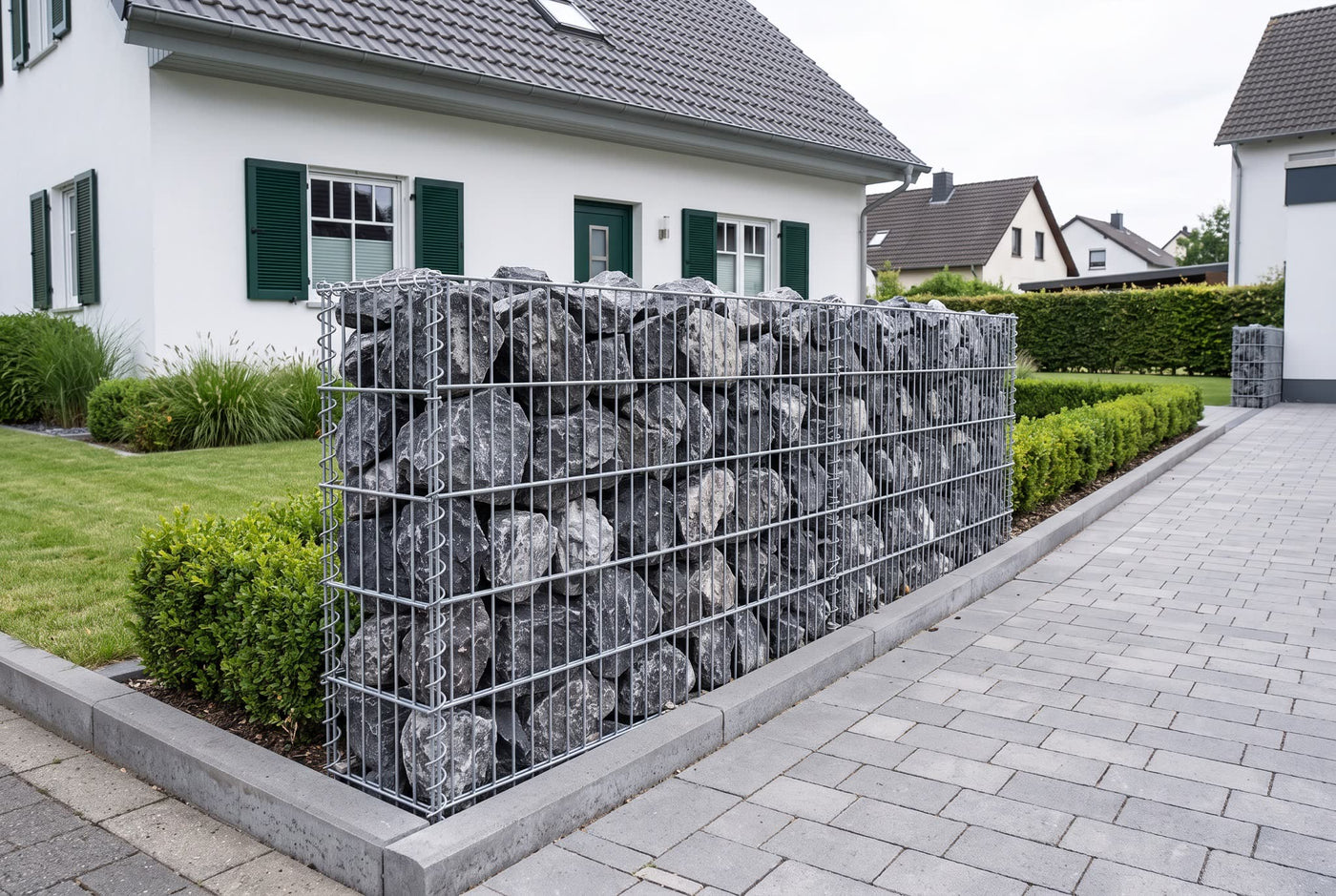 Alpensteine, 120-250 mm – Anwendungsbeispiel: in einer Gabionenwand