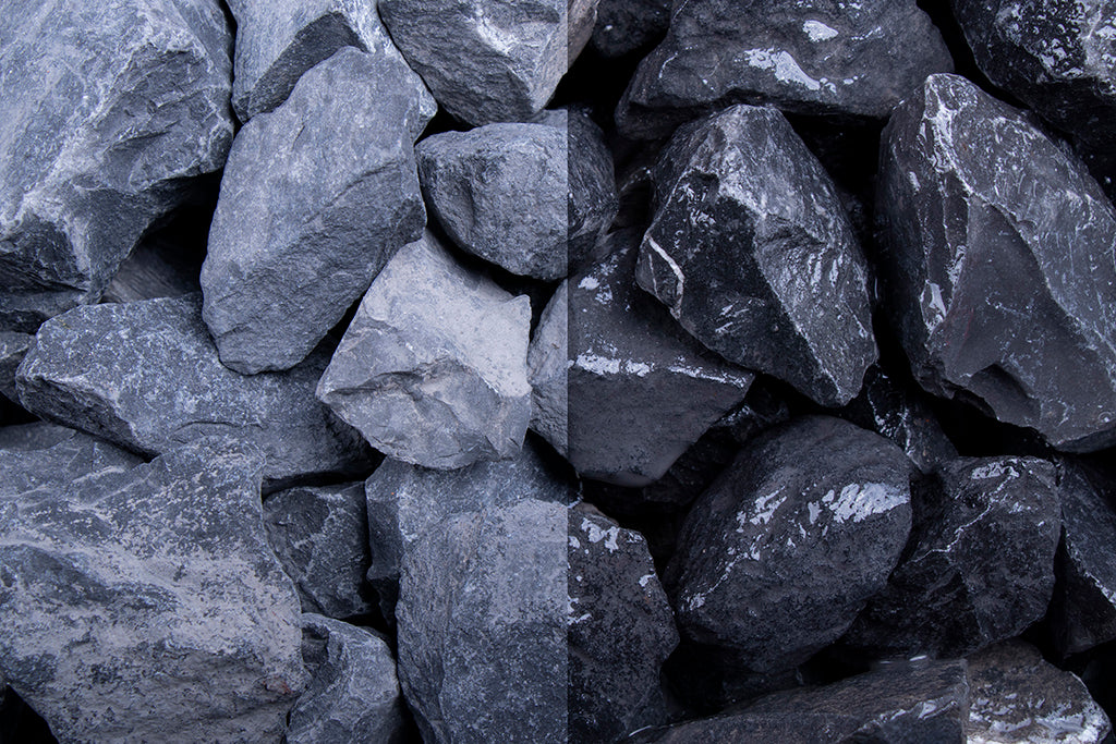 Alpenstein SS 32-56 mm – Nahaufnahme trocken (links) und nass (rechts) im Vergleich