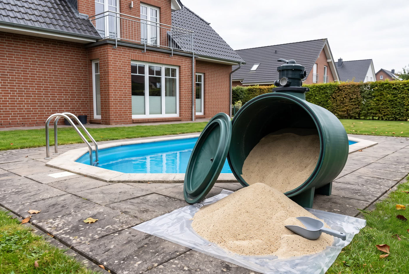 Filtersand Pool Kristall-Quarzsand 0,20-0,80 mm – Anwendungsbeispiel: im Sandfilter am Pool