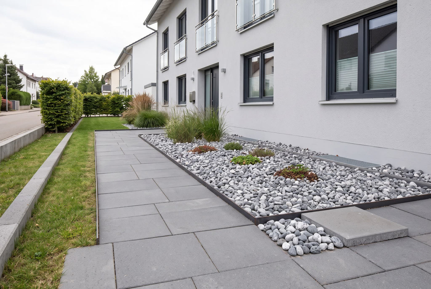 Ice Mix getrommelt, 20-50 mm – Anwendungsbeispiel: als Einfahrt und Weg am Haus