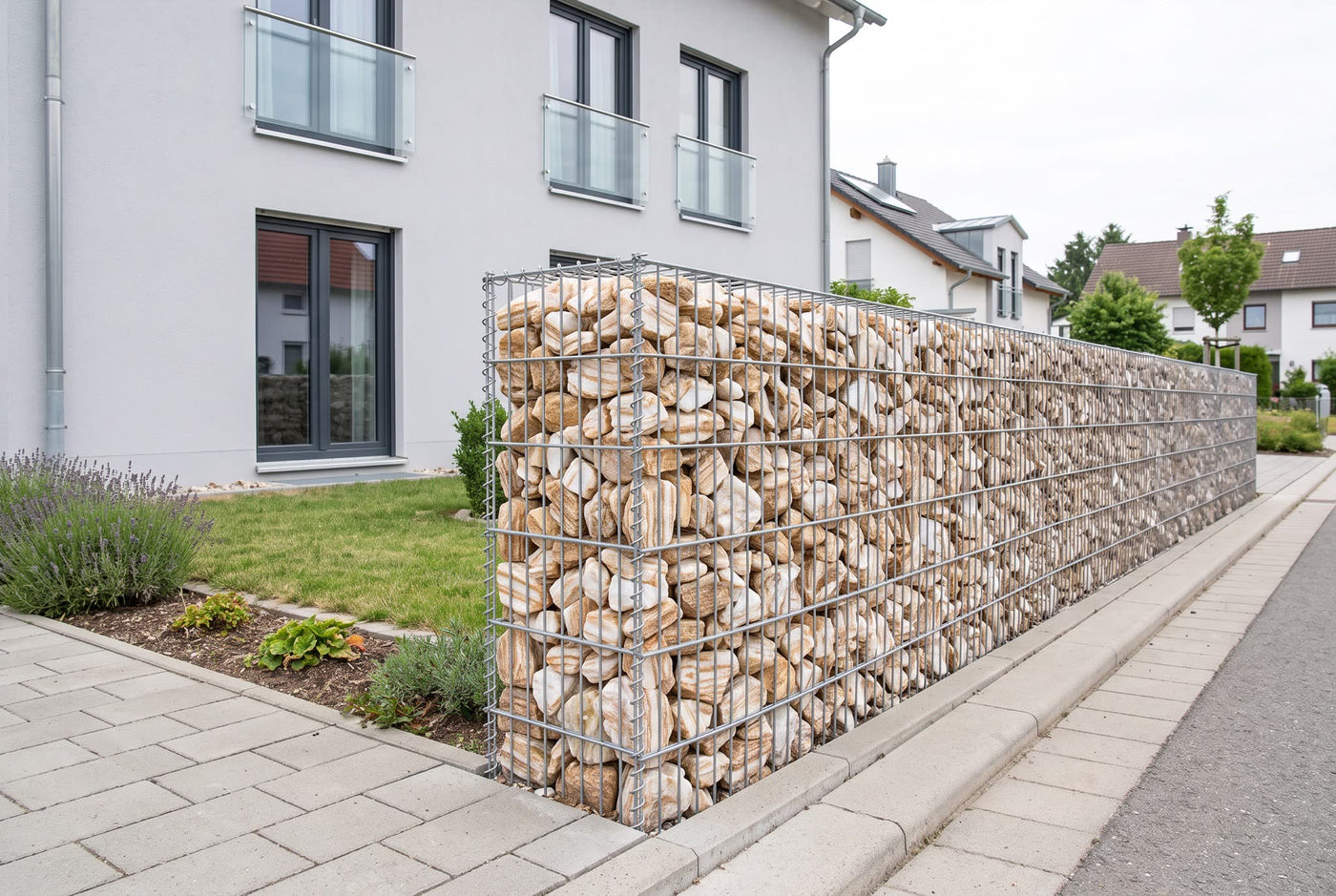 Kristall Gelb GS, 60-100 mm – Anwendungsbeispiel: in einer Gabionenwand