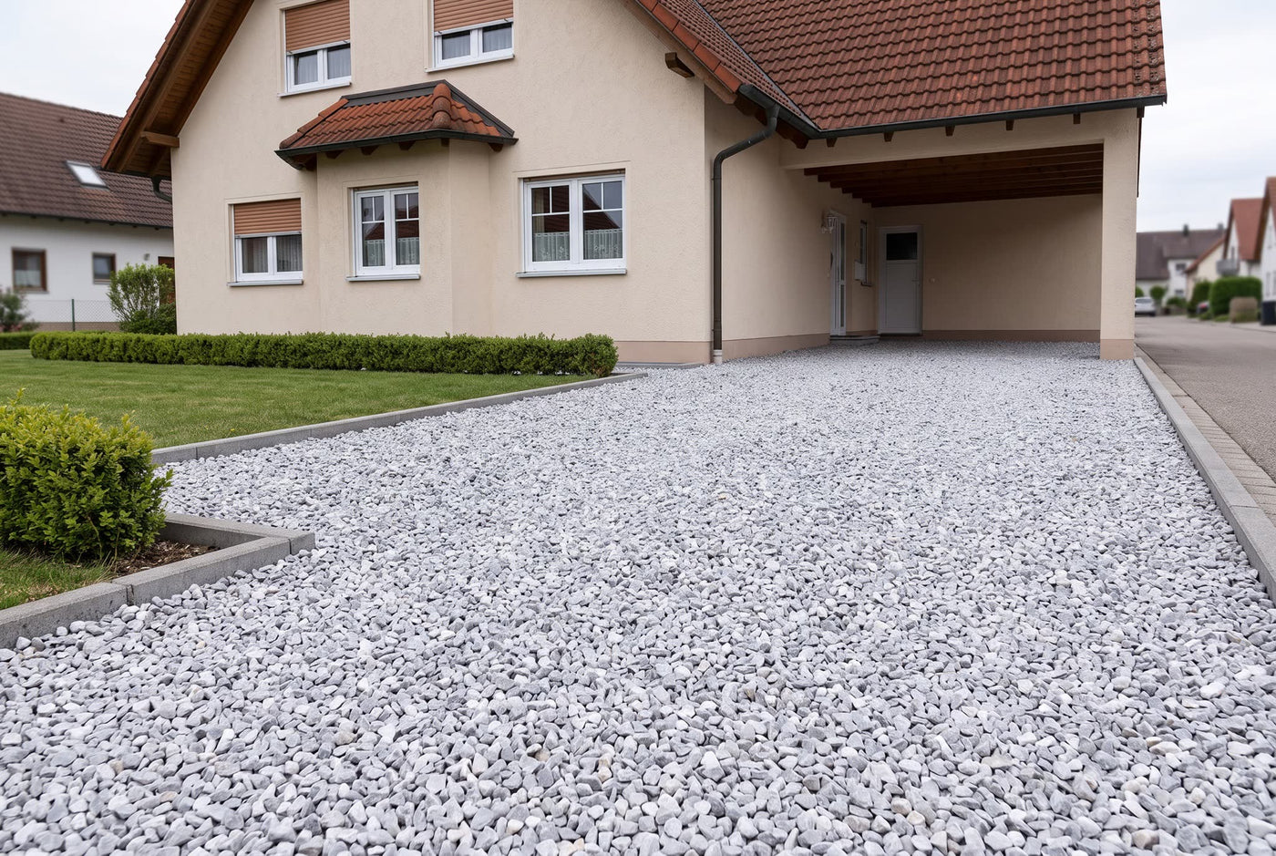 Matmatakies, 12-16 mm – Anwendungsbeispiel: als Einfahrt und Weg am Haus
