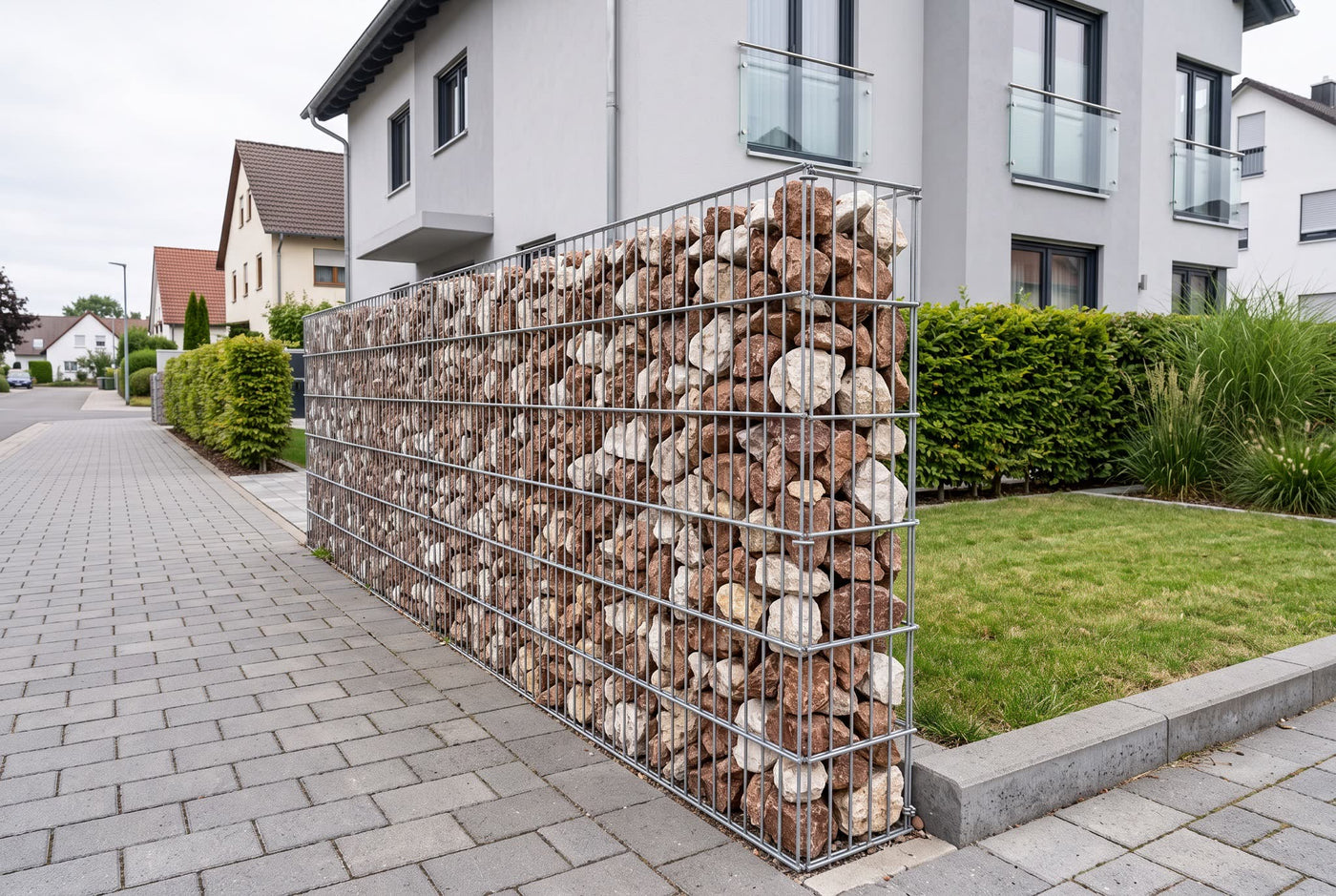 Mediterran GS, 60-120 mm – Anwendungsbeispiel: in einer Gabionenwand