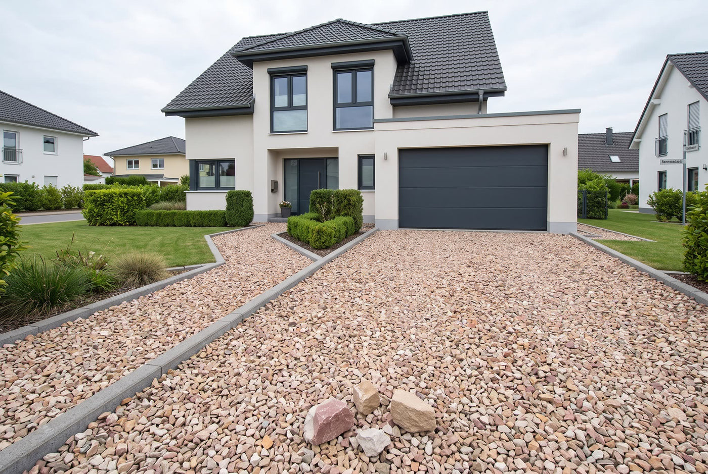 Naturelsplitt, 8-20 mm – Anwendungsbeispiel: als Einfahrt und Weg am Haus