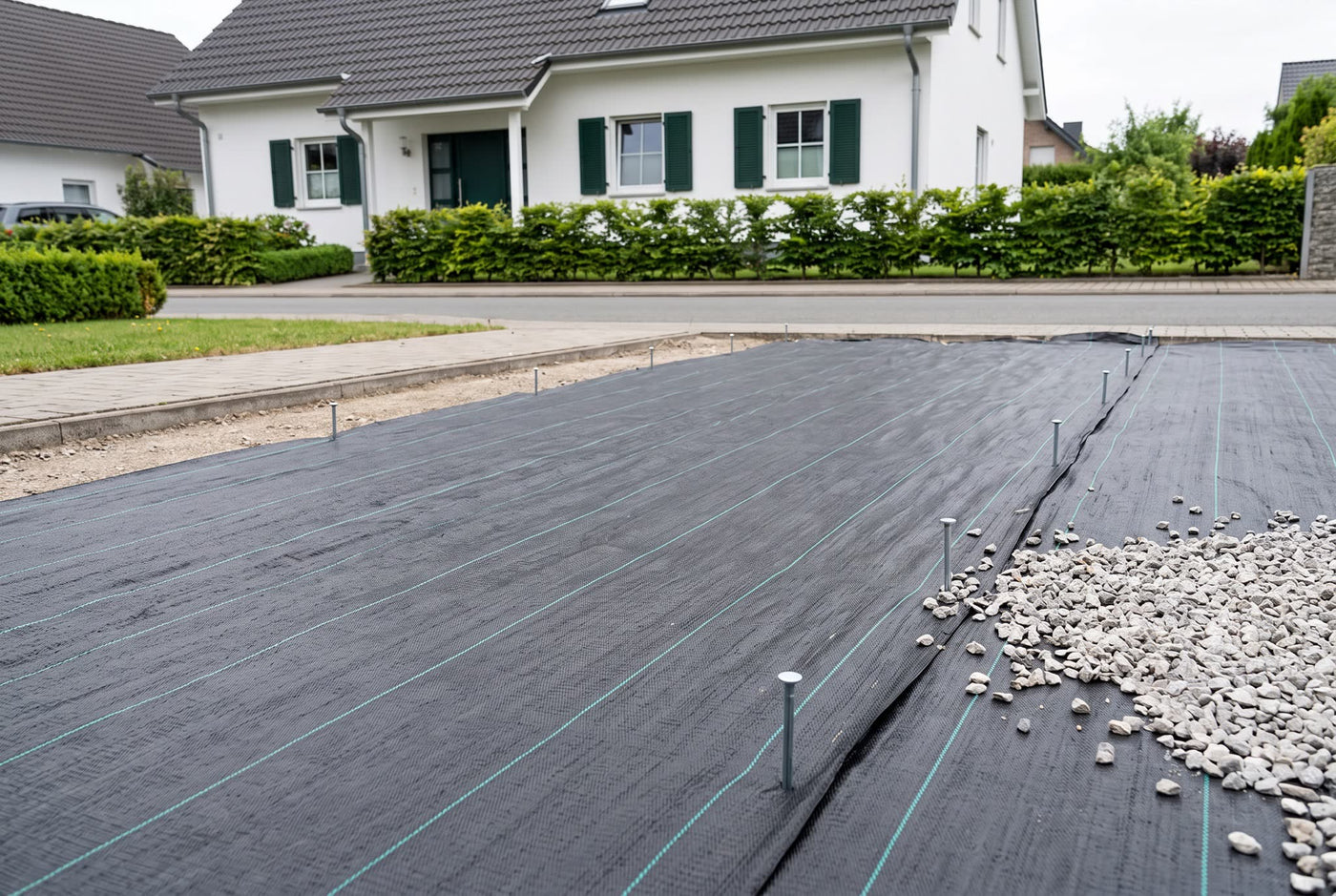 PPX Folie 1,65 m – Anwendungsbeispiel: im Einbau unter Zierkies